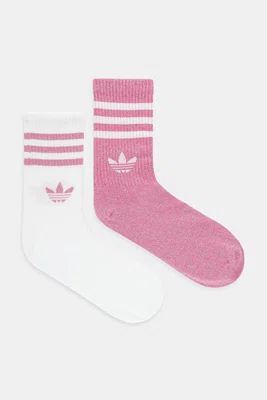 Ponožky adidas Originals 3-Stripes 2-pack růžová barva, JX5205