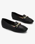 Resti Black women's moccasins with gold embellishment Olerika
