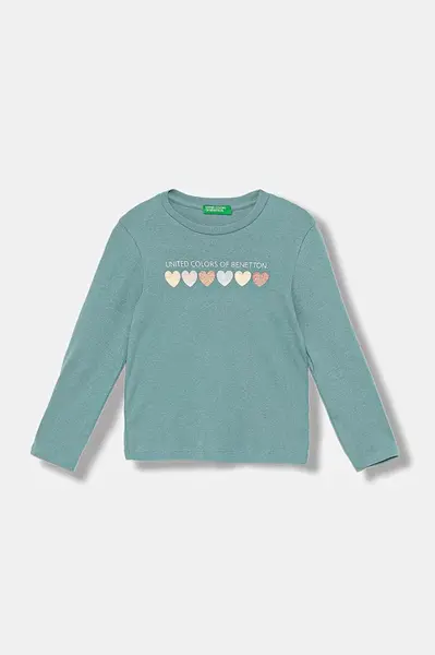 Dětské bavlněné tričko s dlouhým rukávem United Colors of Benetton