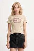 Bavlněné tričko Levi's dámské, béžová barva, A8798