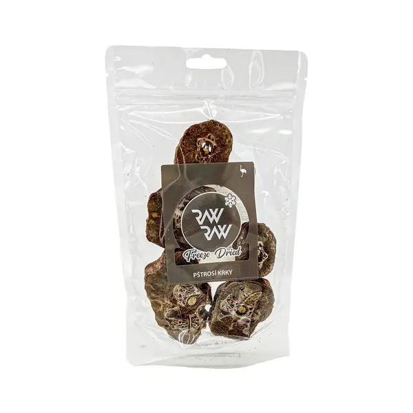 Raw Raw Mrazem sušené pštrosí krky pamlsky pro psy 60 g