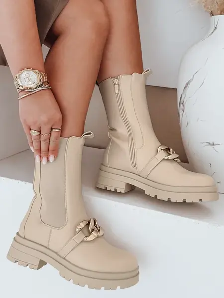 Botki damskie NIGHTWALK beżowe Dstreet