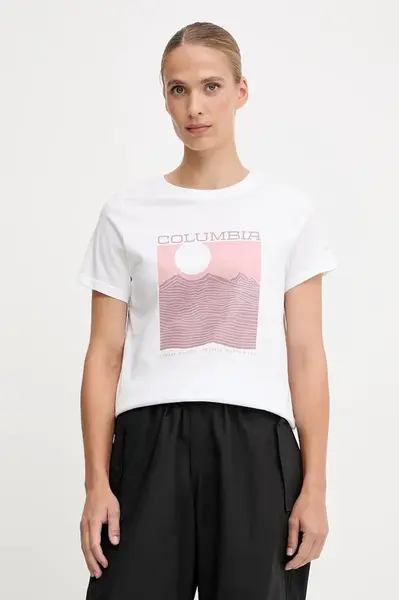 Bavlněné tričko Columbia Rolling Bend dámské, oranžová barva, 2120021