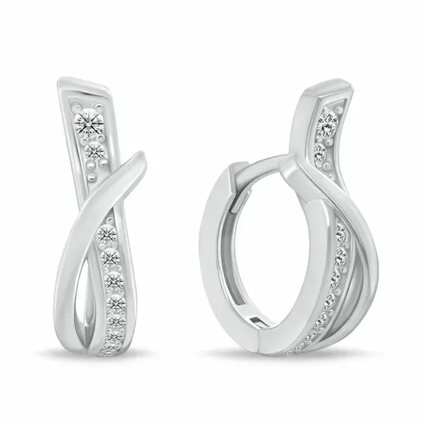 Brilio Silver Stylové stříbrné náušnice se zirkony EA213W