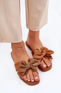 Boto Ploché Dámske Šľapky S Mašľou Camel Tobin