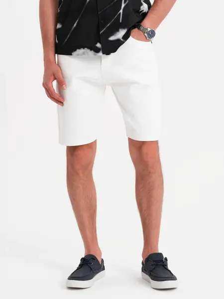 Ombre Men's denim shorts with a classic cut - white