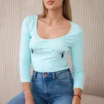 Nude blouse with a pistol print mint