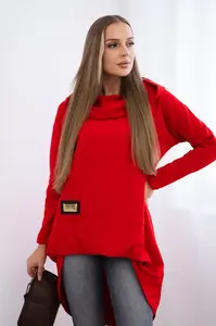Long back sweatshirt with hood red