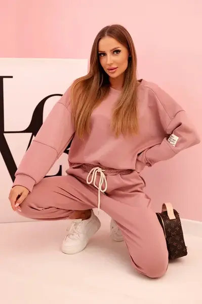 Kesi Włoski Set mikinové + nohavice maslová látka tmavo ružová