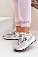 Boto Športové Topánky Sneakers Dámske Na Platforme Leopard Bielo-Bežové Pumbes