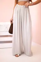 Kesi Włoski Dámske široké nohavice s elastickým pásom tmavo béžová