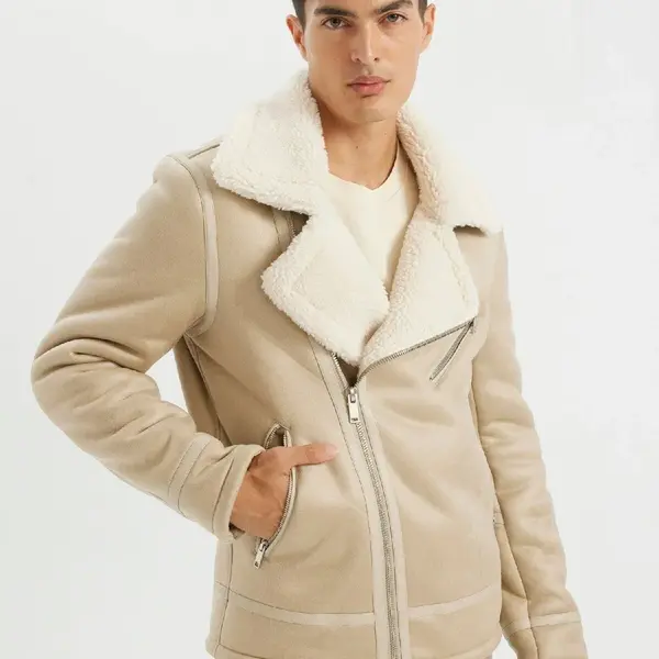 DEFACTO Slim Fit Faux Leather Jacket Slim Cut Zipper Collar Faux Für Lined Zipper