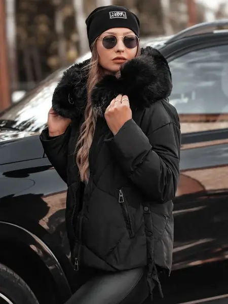 Dámska zimná bunda MODIVA s kapucňou, čierna