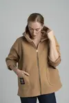 Camel transitional light jacket with hood