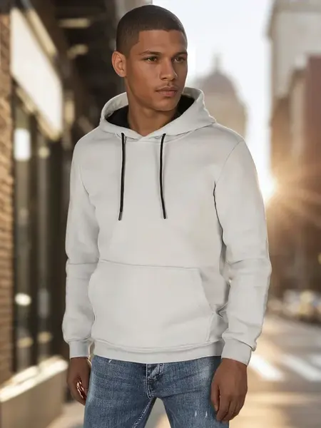 Bluza męska basic z kapturem jasnoszara Dstreet