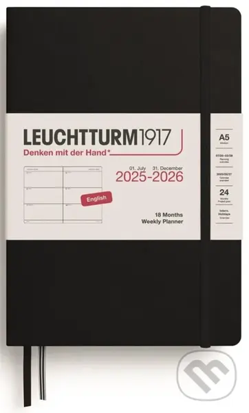 Weekly Planner 2026 Medium (A5) 18 Months Black