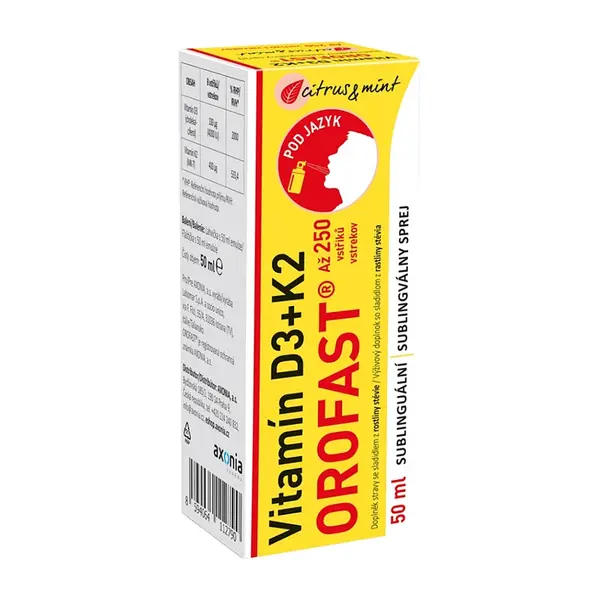 OROFAST Vitamín D3+K2 sublinguálny sprej 50 ml