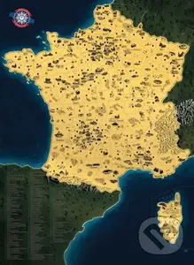 Stírací mapa Francie Deluxe - zlatá
