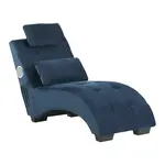Beliani ČALOUNĚNÉ LEHÁTKO CHAISE LONGUE Sametová látka Modré Simorre