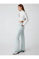 Koton Straight Long Leg Jeans Double Waist Detailed Normal Waist - Straight Jean