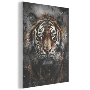 MuchoWow AKUSTICKÝ obraz Tygr - Zvířata - Portrét - Luxusní - Černá 60x80 cm