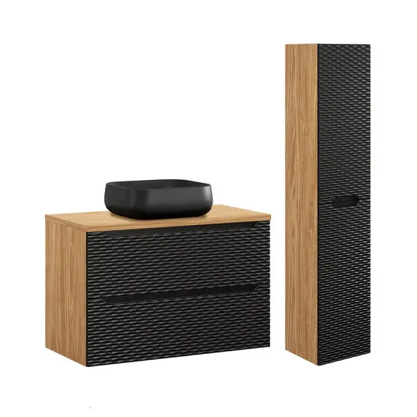 Petits-meubles KOUPELNOVÝ NÁBYTEK 90cm Elora 2er-Set Černá a dřevěná