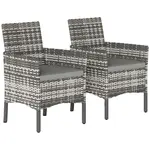 Outsunny SADA 2 ratanových židlí PE-Rattan ocel šedá