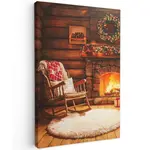 MuchoWow OBRAZ NA PLÁTNĚ Zima - Vánoce - Domov - Krb 60x90 cm