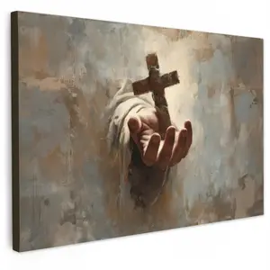 MuchoWow OBRAZ NA PLÁTNĚ Abstrakt - Cross - Hand - Christianity 30x20 cm