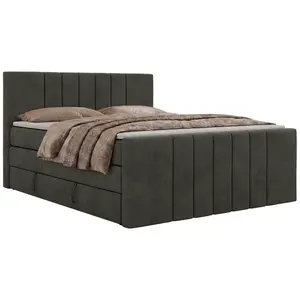 MKS POSTEL BOXSPRING INERO DUO KING 200/200 - Tmavě šedá Samet - Topper Visco - H3