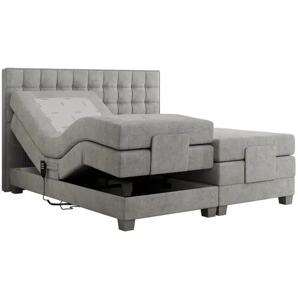 MKS POSTEL BOXSPRING ELEKTRO 180/200 - Světle šedá Strukturovaná látka - H3