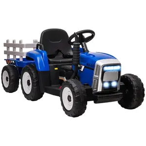 HOMCOM ELEKTRICKÝ traktor Dětský traktor s MP3 funkcí, 3–6 km/h, modrý