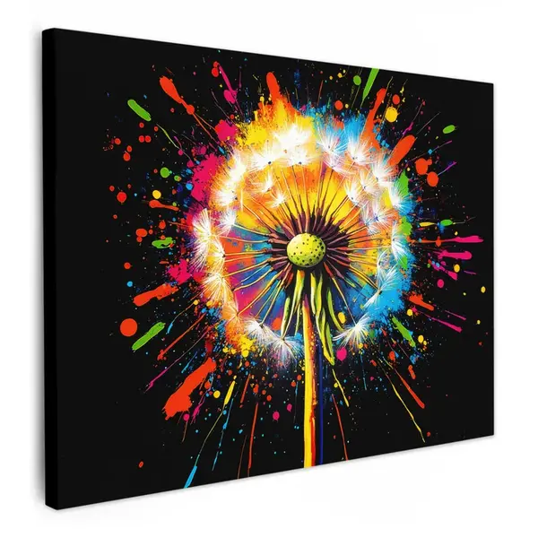 MuchoWow OBRAZ NA PLÁTNĚ Pampeliška - Graffiti - Barevné - Květiny - Příroda 40x30 cm
