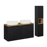 Petits-meubles KOUPELNOVÝ NÁBYTEK 120cm Riva 2er-Set Černá a dřevěná