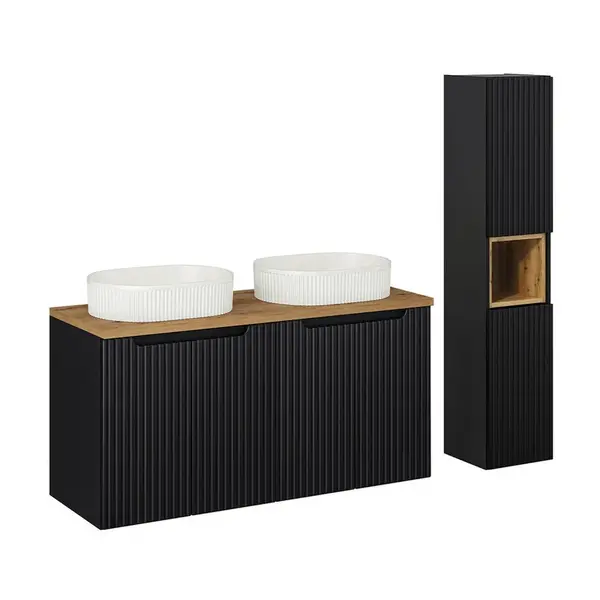 Petits-meubles KOUPELNOVÝ NÁBYTEK 120cm Riva 2er-Set Černá a dřevěná