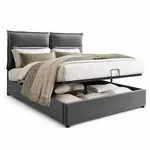 CHICFURN ČALOUNĚNÁ POSTEL 140/200 cm v šedé barvě s úložným prostorem ze sametu