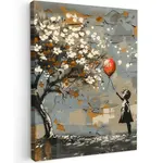 MuchoWow OBRAZ NA PLÁTNĚ Strom - Graffiti - Banksy styl - Dívka s balónkem 60x80 cm