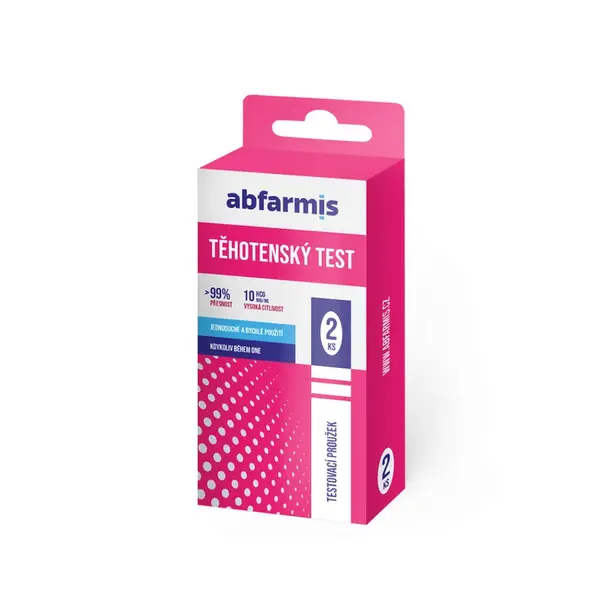 ABFARMIS Těhotenský test, testovací proužky 10 mIU/ml 2 ks