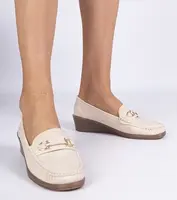 Gemre Cream women's wedge loafers Sameri