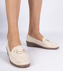 Gemre Cream women's wedge loafers Sameri