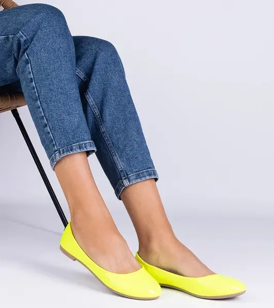 Gemre Yellow Neon Patent Leather Ballerinas Aurika