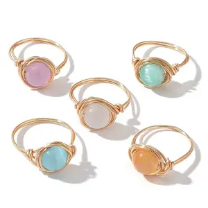 Round Natural Selenite Finger Rings