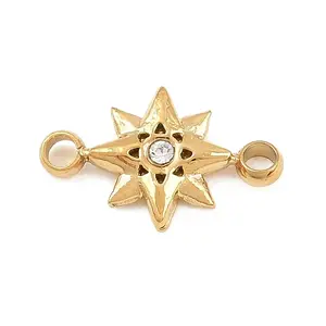 304 Stainless Steel Pave Clear Cubic Connector Charms