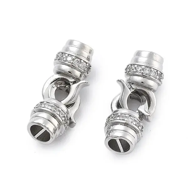 Brass Micro Pave Clear Cubic Zirconia Fold Over Clasps