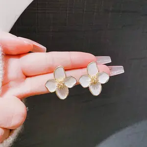 Alloy Enamel Stud Earrings with Brass Earring Pins