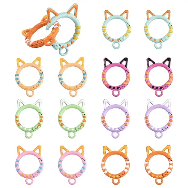 10Pcs Spray Painted Alloy Spring Gate Rings