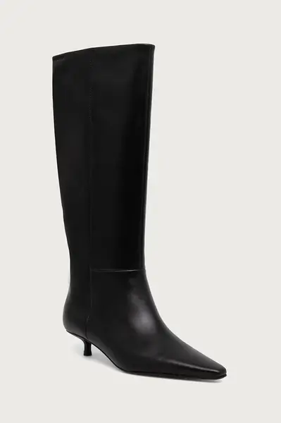 Calvin Klein  čižmy dámske kožené KITTEN HEEL HIGH BOOT LTH