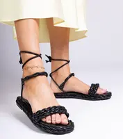 Gemre Black braided women's sandals Tarina