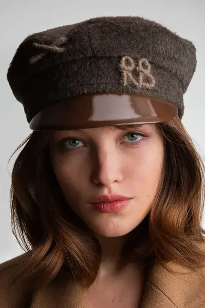 RUSLAN BAGINSKIY  bekovka dámská bavlněná Monogram-embellished Baker Boy Cap