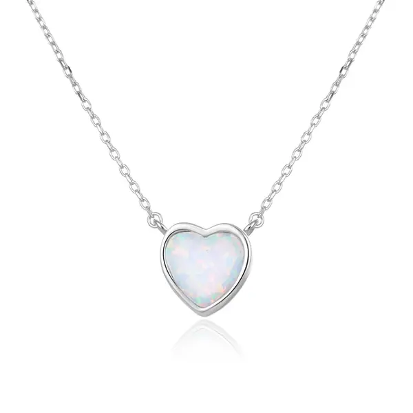 Beneto Romantický stříbrný náhrdelník se syntetickým opálem AGS817/45L